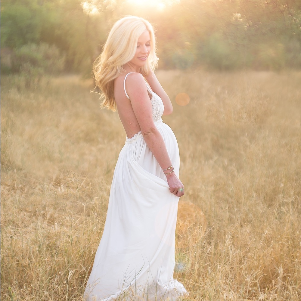Beautiful white maternity dress.